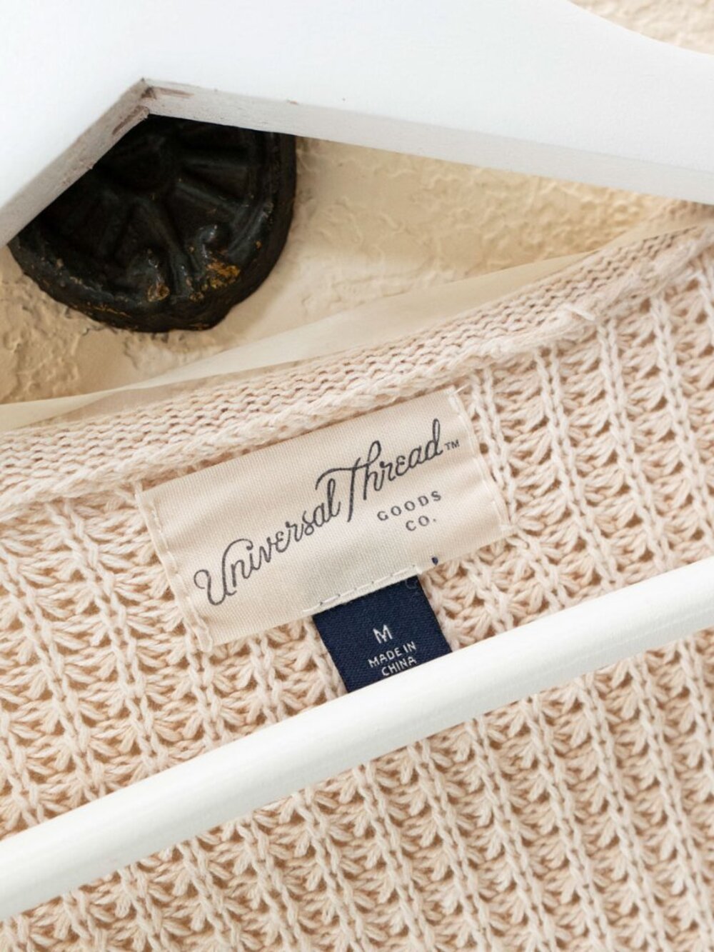Universal Thread Beige Open Knit Cardigan Medium Cotton Open Front Pocket Sweate - Picture 4 of 14